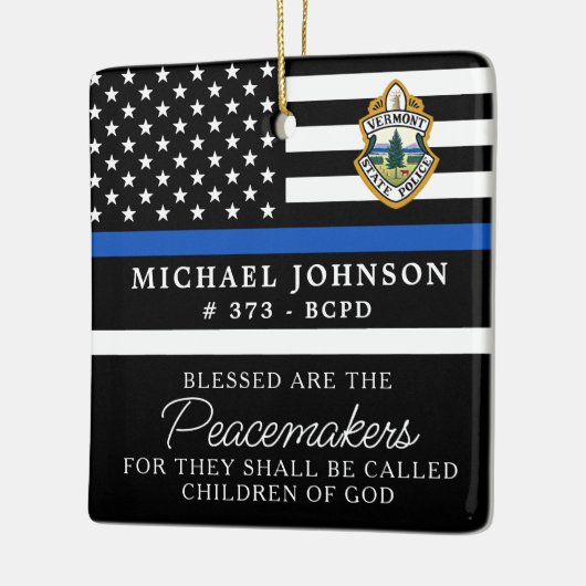 Kerstmis van de politie persoonlijke Logo Thin Blu Keramisch Ornament (Links)