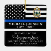 Kerstmis van de politie persoonlijke Logo Thin Blu Keramisch Ornament (Achterkant)