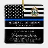 Kerstmis van de politie persoonlijke Logo Thin Blu Keramisch Ornament (Voorkant)