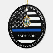 Kerstmis van de politie persoonlijke Logo Thin Blu Keramisch Ornament (Links)