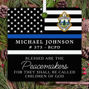Kerstmis van de politie persoonlijke Logo Thin Blu Metalen Ornament