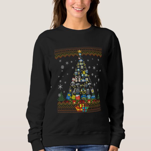 Kerstmis van de politie Ugly Sweater kerstboom (Voorkant)