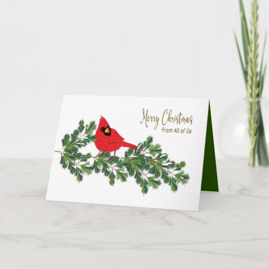 Kerstmis van de rode kardinale rugtak van ons alle feestdagen kaart (Voorkant)