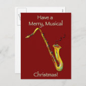 Kerstmis van de saxofoon feestdagenkaart (Voorkant / Achterkant)