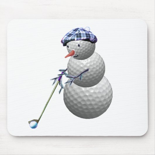 Kerstmis van de Sneeuwman van de golfbal Muismat (Voorkant)
