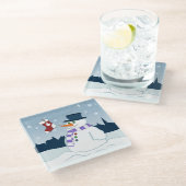 Kerstmis van de sneeuwman & van de Kous Glazen Onderzetter (Schuin)