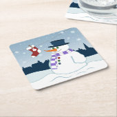 Kerstmis van de sneeuwman & van de Kous Kartonnen Onderzetters (Schuin)