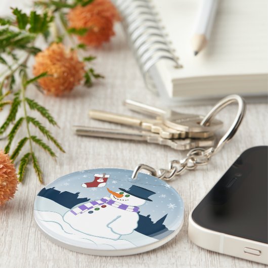 Kerstmis van de sneeuwman & van de Kous Sleutelhanger (Voorkant Rechts)