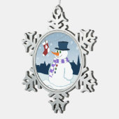 Kerstmis van de sneeuwman & van de Kous Tin Sneeuwvlok Ornament (Rechts)