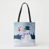 Kerstmis van de sneeuwman & van de Kous Tote Bag (Voorkant)