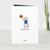 Kerstmis van de Sneeuwman van het basketbal Feestdagen Kaart (Achterkant)