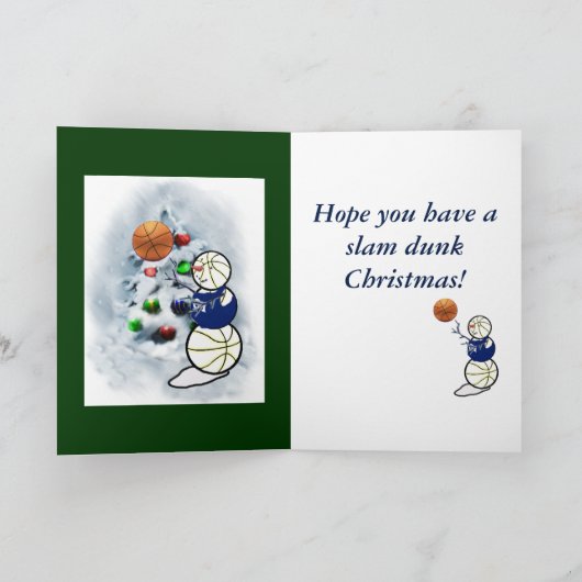 Kerstmis van de Sneeuwman van het basketbal Feestdagen Kaart (Binnen)