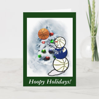 Kerstmis van de Sneeuwman van het basketbal Feestdagen Kaart