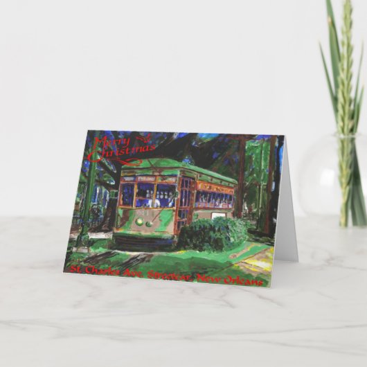 Kerstmis van de tram feestdagen kaart (Voorkant)