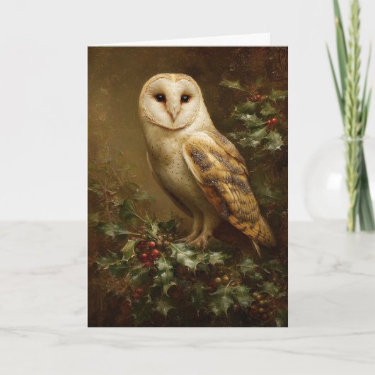Kerstmis van de Uil Feestdagen Kaart (Voorkant)