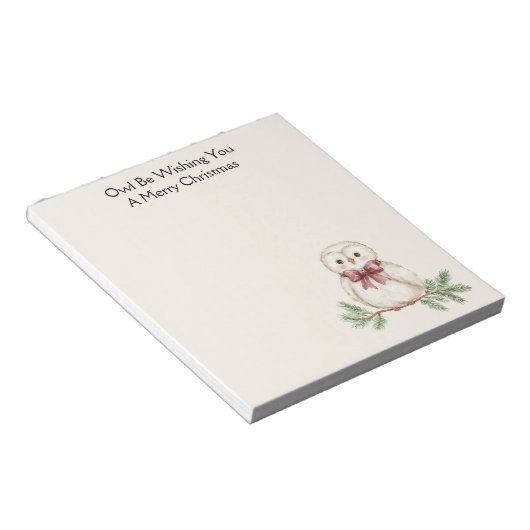 Kerstmis van de uil notitieblok (Schuin)