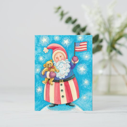 Kerstmis van de V.S. de Kerstman Feestdagenkaart (Staand voorkant)