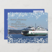 Kerstmis van de Veerboot van de Haven van de Feestdagenkaart (Voorkant / Achterkant)