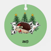 Kerstmis van de Vreugdevolle Egel Metalen Ornament (Achterkant)