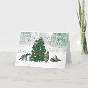 Kerstmis van de wasbeer feestdagen kaart