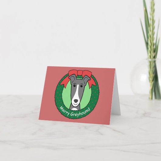 Kerstmis van de windhond feestdagen kaart (Voorkant)