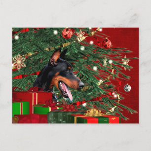 Kerstmis van Doberman pinscher Feestdagenkaart
