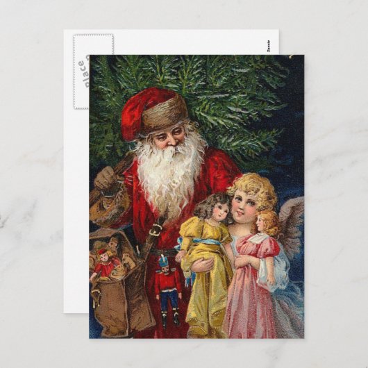 Kerstmis van Doll van de Engel van de kerstman Feestdagenkaart (Voorkant / Achterkant)