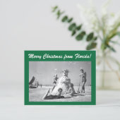 Kerstmis van Florida  Beach Sneeuwman Foto Briefkaart (Staand voorkant)
