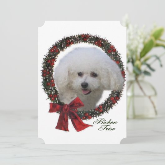 Kerstmis van Frise van Bichon Feestdagenkaart (Staand voorkant)