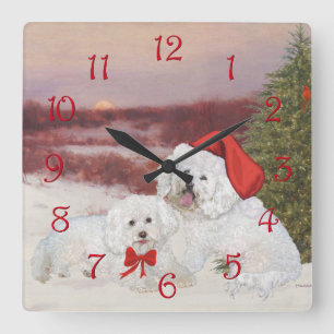 Kerstmis van Frise van Bichon Vierkante Klok