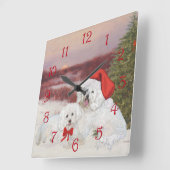 Kerstmis van Frise van Bichon Vierkante Klok (Hoek)