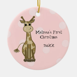 Kerstmis van giraffenbaby keramisch ornament