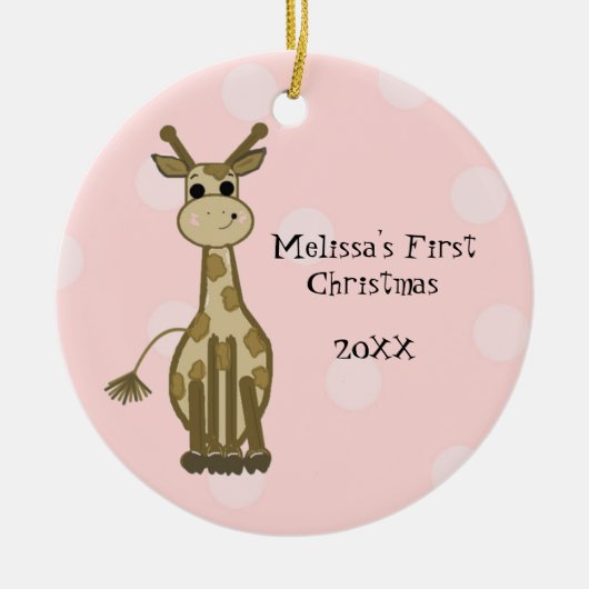 Kerstmis van giraffenbaby keramisch ornament (Voorkant)