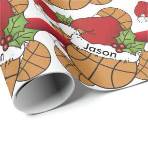 Kerstmis   van het Basketbal van de pret Naam DIY Cadeaupapier