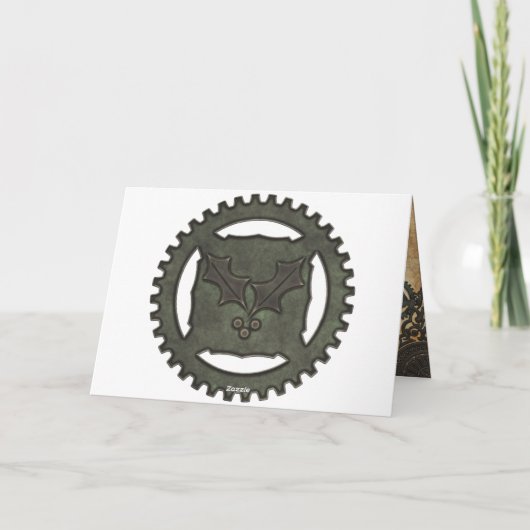 Kerstmis van het Brons van Steampunk Zware Feestdagen Kaart (Achterkant)