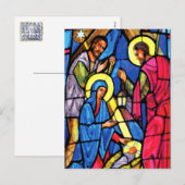 Kerstmis van het Glas in lood van de geboorte van Feestdagenkaart (Voorkant / Achterkant)