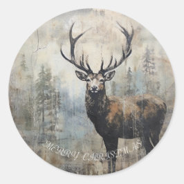 Kerstmis van het hert ronde sticker