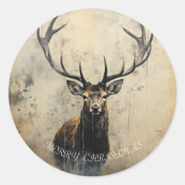 Kerstmis van het hert ronde sticker