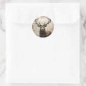 Kerstmis van het hert ronde sticker (Tas)