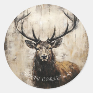 Kerstmis van het hert ronde sticker