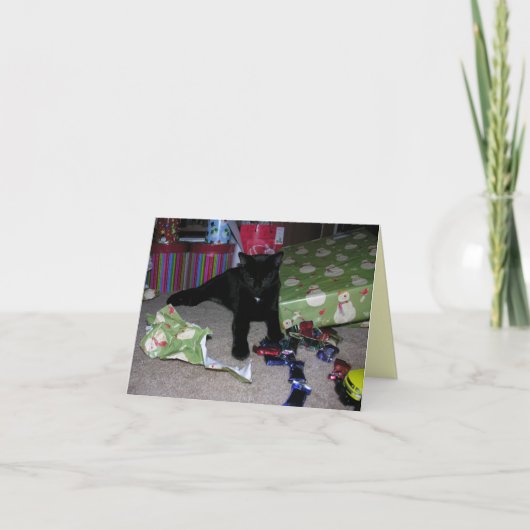 Kerstmis van het katje feestdagen kaart (Voorkant)