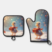 Kerstmis van het Kleine Eendje Ovenwant & Pannenlap Set (Voorkant)