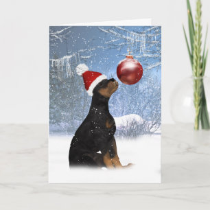 Kerstmis van het Puppy van Rottweiler - de Kaart