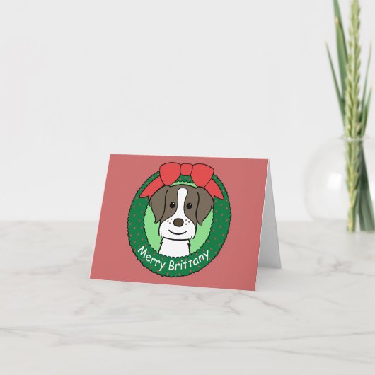 Kerstmis van het Spaniel van Bretagne Feestdagen Kaart (Voorkant)