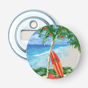 Kerstmis van het strand button flesopener