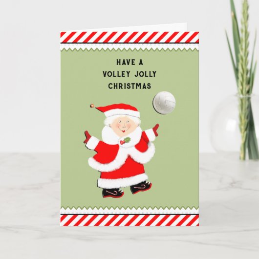 Kerstmis van het volleyball feestdagen kaart (Voorkant)