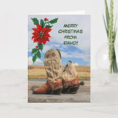Kerstmis van Idaho Westerne Boot Holiday Card Feestdagen Kaart (Voorkant)