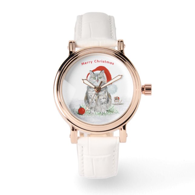 Kerstmis van Kat en Muis Horloge (Voorkant)