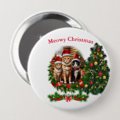 Kerstmis van Katten Ronde Button 4,0 Cm (Voorkant /achterkant)