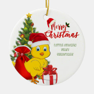 Kerstmis van kleine baby kip keramisch ornament